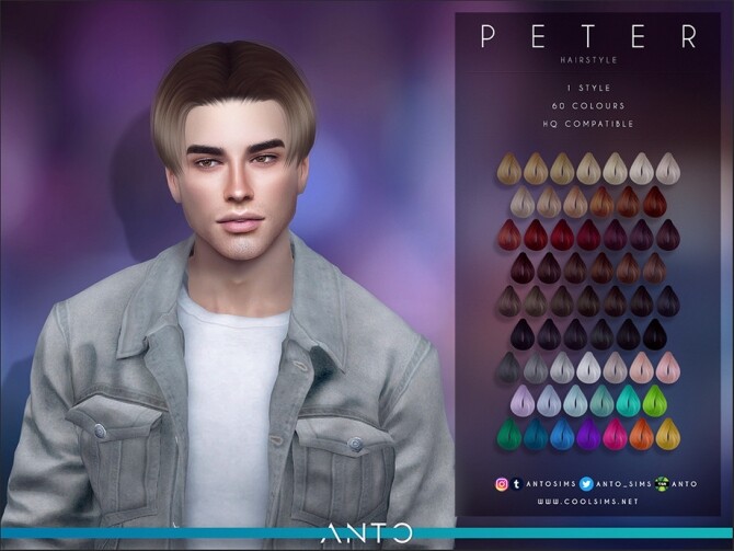 Sims 4 Peter Mid hair for Males by Anto at TSR