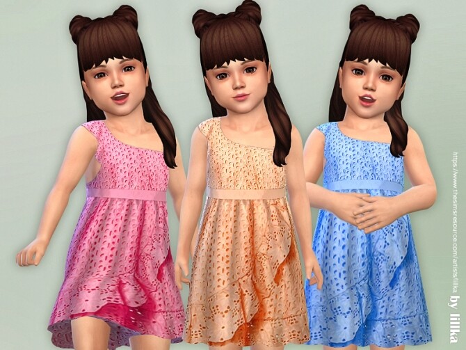 Sims 4 One Shoulder Dress for Toddler by lillka at TSR