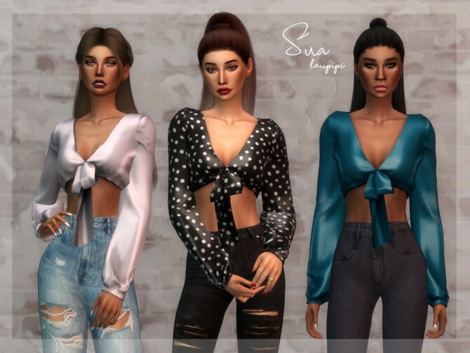 Sims 4 Sua satin top by laupipi at TSR