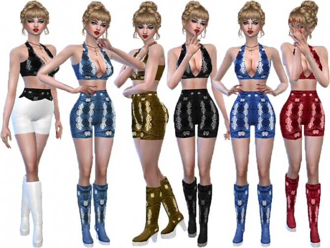 Sims 4 Denim short outfit by TrudieOpp at TSR