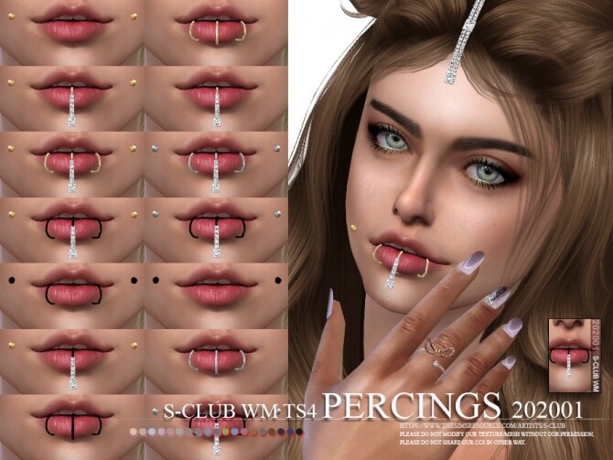 Sims 4 Piercings 202001 by S Club WM at TSR