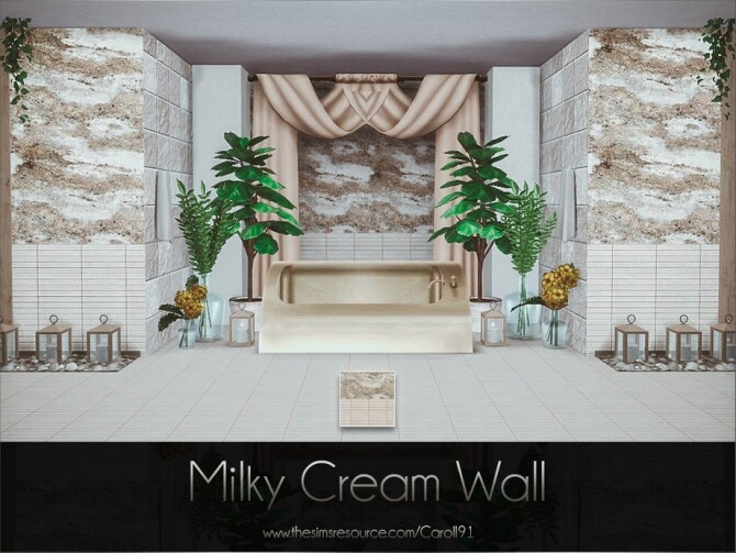Sims 4 Milky Cream Wall by Caroll91 at TSR