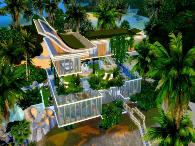 Sims 4 Island Mansion by GenkaiHaretsu at TSR