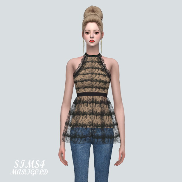 Sims 4 Lace Halterneck Top at Marigold
