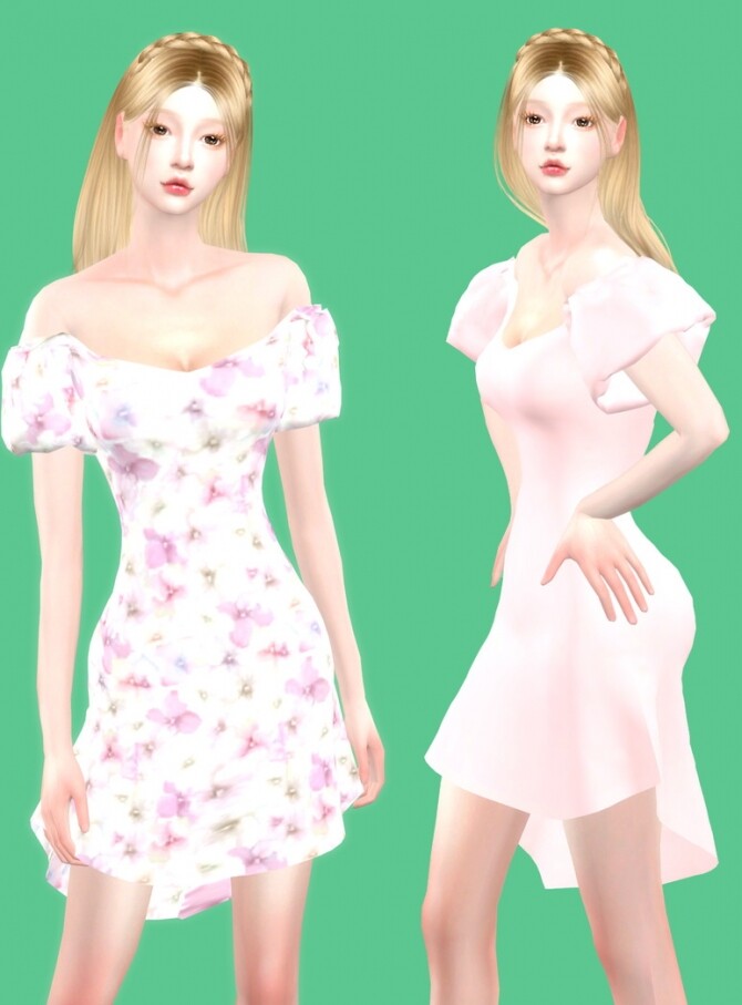 Sims 4 One shoulder dress at Simjigi