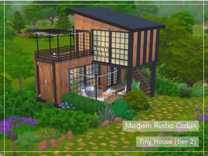 Sims 4 Modern Rustic Cabin Tiny House by A.lenna at TSR