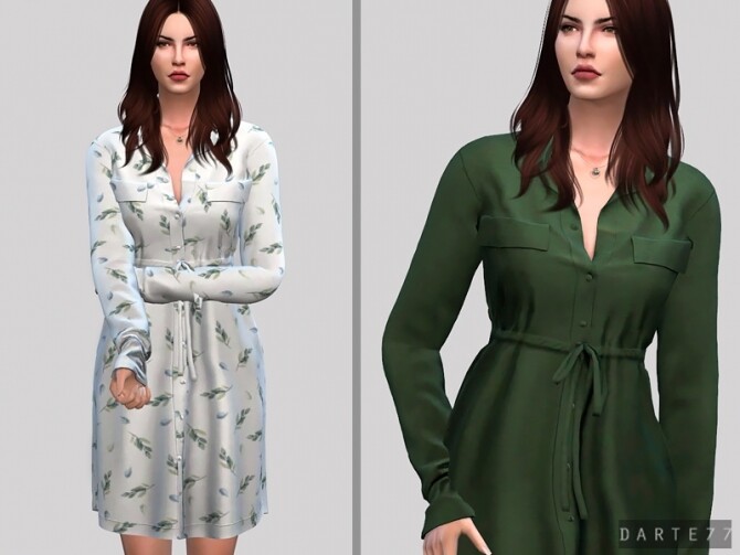 Sims 4 Waist Shirt Dress by Darte77 at TSR
