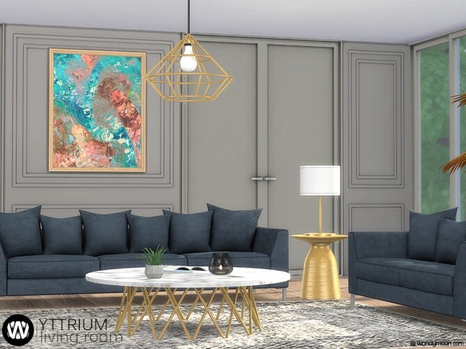 Sims 4 Yttrium Living Room by wondymoon at TSR