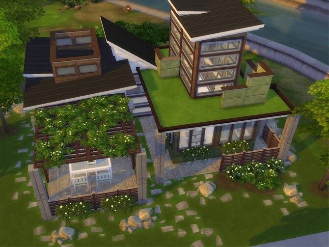 Sims 4 Concrete Block Eco House by timi72 at TSR