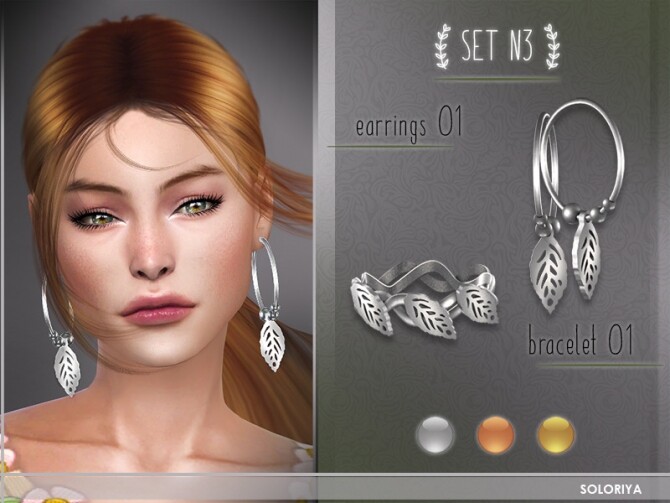 Sims 4 Set N3: 2 earrings and 3 bracelets at Soloriya