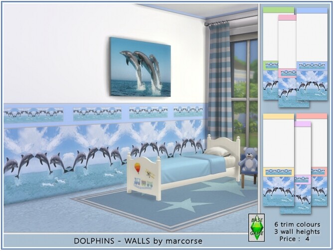 Sims 4 Dolphins walls by marcorse at TSR