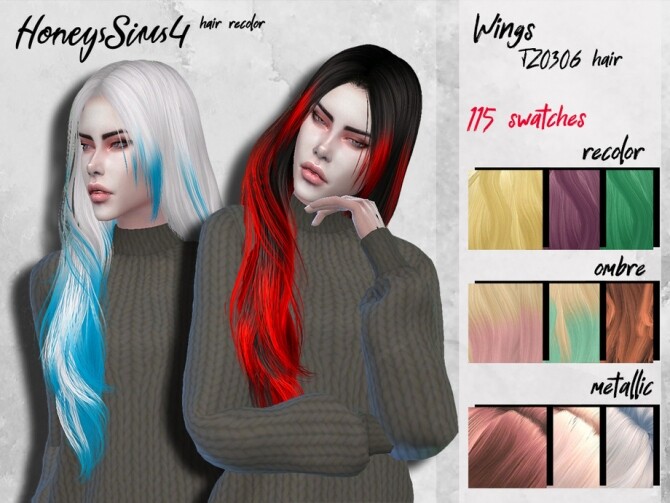 Sims 4 Female hair recolor Wings TZ0306 by HoneysSims4 at TSR