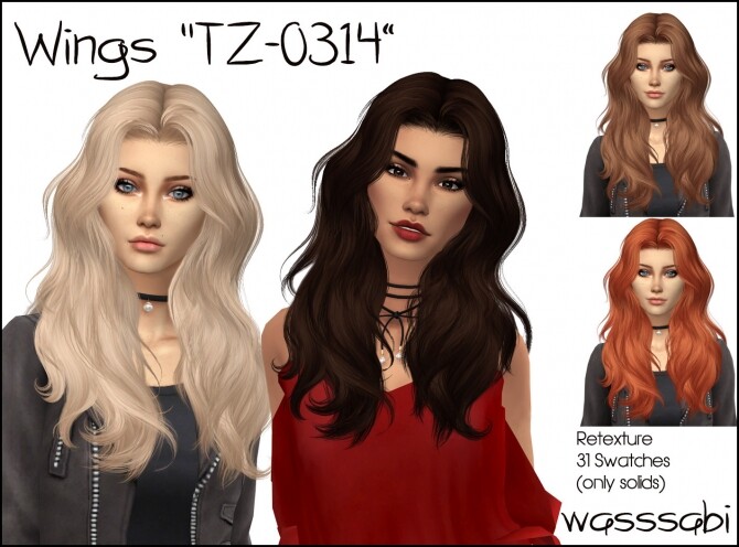 Sims 4 Wingssims TZ 0314 hair retextured at Wasssabi Sims