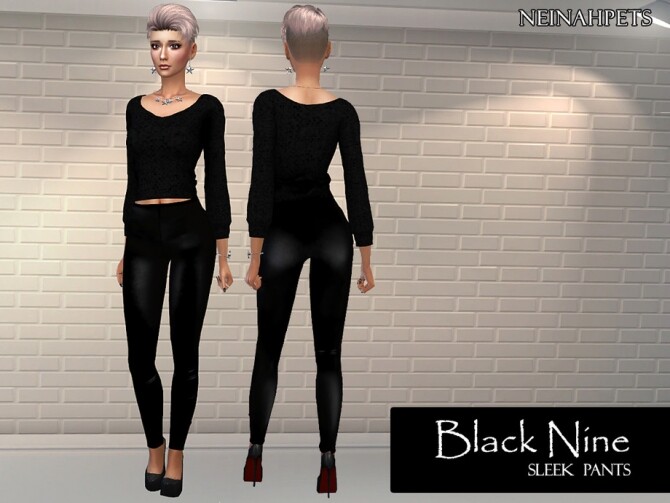 Sims 4 Black Nine Pants by neinahpets at TSR