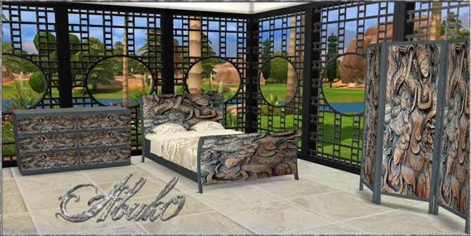 Sims 4 Jimbaran: Bed, Dresser, Window, Screen at Abuk0 Sims4