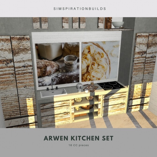 Sims 4 Arwen kitchen set at Simspiration Builds