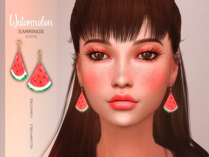Sims 4 Watermelon Earrings by Suzue at TSR