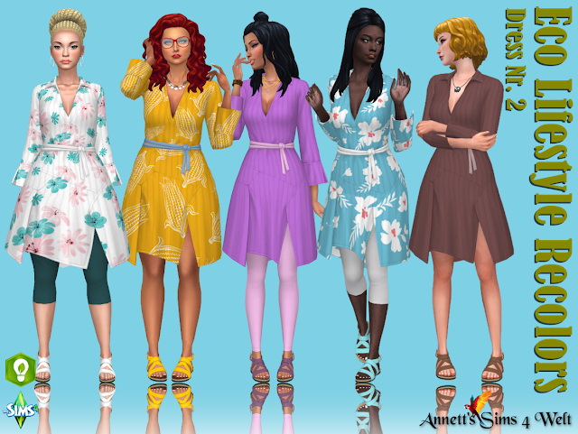Sims 4 Eco Lifestyle Recolors Dress Nr.2 at Annett’s Sims 4 Welt