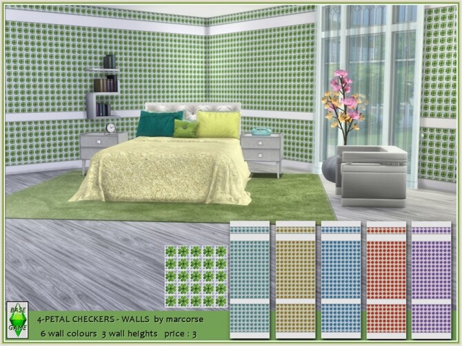 Sims 4 4 Petal Checkers walls by marcorse at TSR