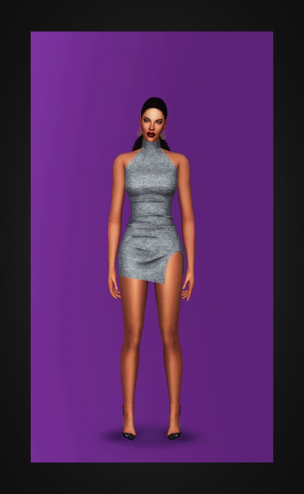 Sims 4 Ribbed Turtleneck Dress at Gorilla