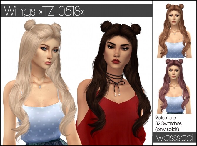 Sims 4 Wings TZ0518 hair retextured at Wasssabi Sims