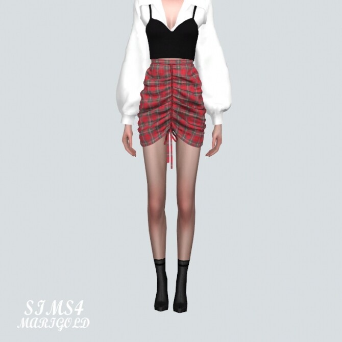 Sims 4 Shirring Mini Skirt Pattern V at Marigold
