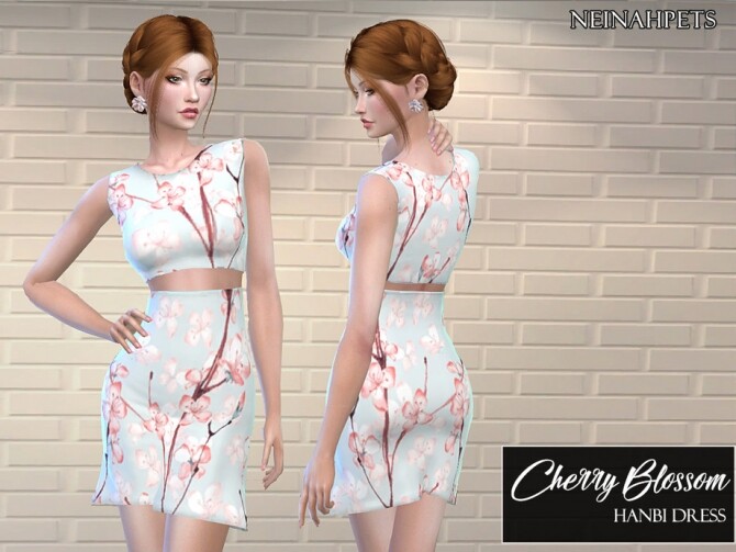 Sims 4 Cherry Blossom Hanbi Dress by neinahpets at TSR