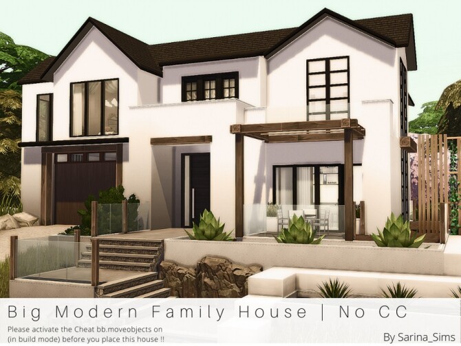 Sims 4 Big Modern Family House No CC by Sarina Sims at TSR