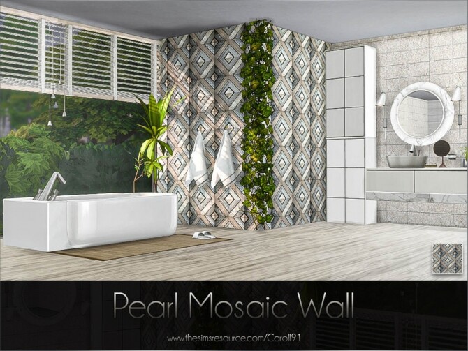 Sims 4 Pearl Mosaic Wall by Caroll91 at TSR