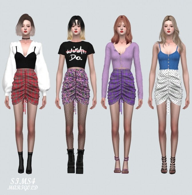 Sims 4 Shirring Mini Skirt Pattern V at Marigold