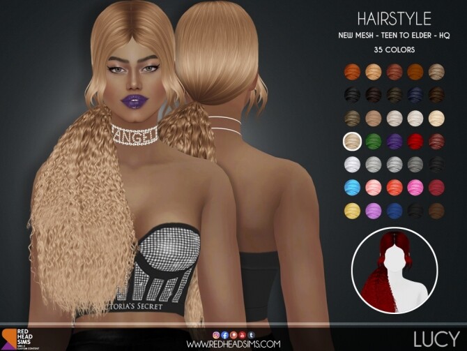 Sims 4 LUCY HAIR by Thiago Mitchell at REDHEADSIMS