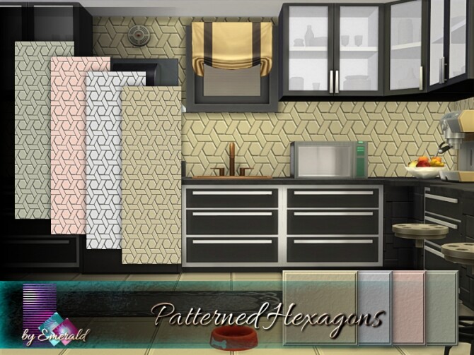 Sims 4 Patterned Hexagons walls by emerald at TSR