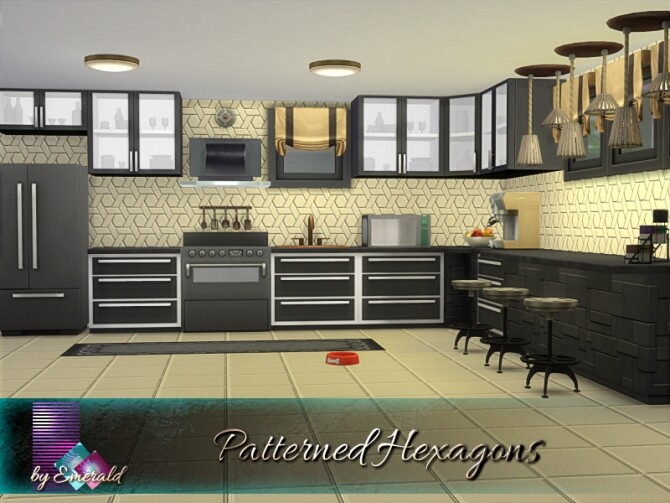 Sims 4 Patterned Hexagons walls by emerald at TSR