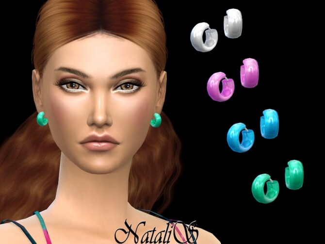 Sims 4 Wide enamel hoop earrings by NataliS at TSR