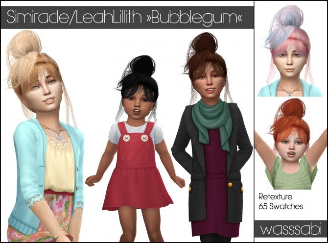 Sims 4 Bubblegum hair conversion by simiracle​ retextured at Wasssabi Sims