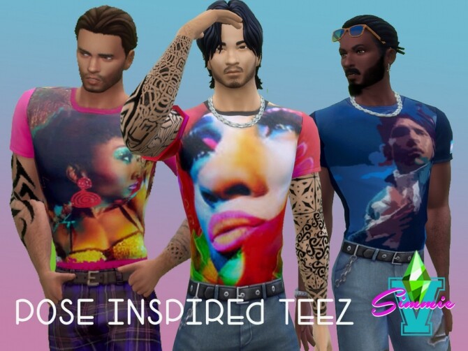 Sims 4 POSE Inspired Teez by SimmieV at TSR