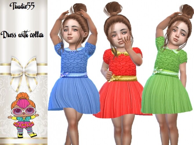Sims 4 Dress with collar Toddlers by TrudieOpp at TSR
