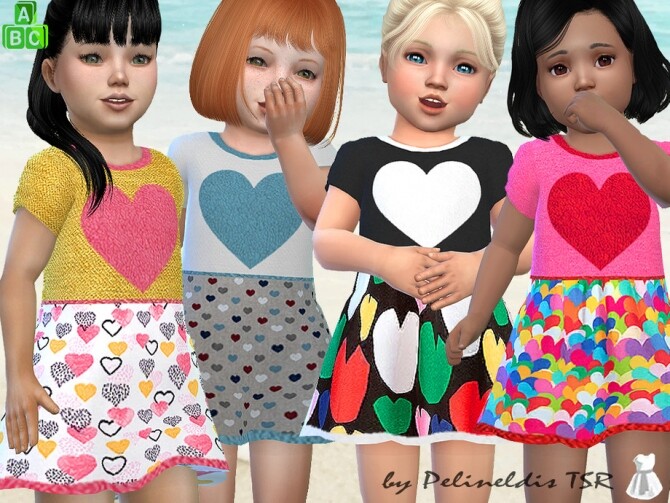 Sims 4 Toddler Hearts Dress by Pelineldis at TSR