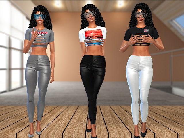 Sims 4 La Perla top & leather pants at Teenageeaglerunner