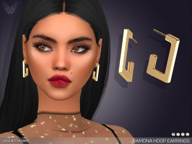 Sims 4 Ramona Hoop Earrings by feyona at TSR
