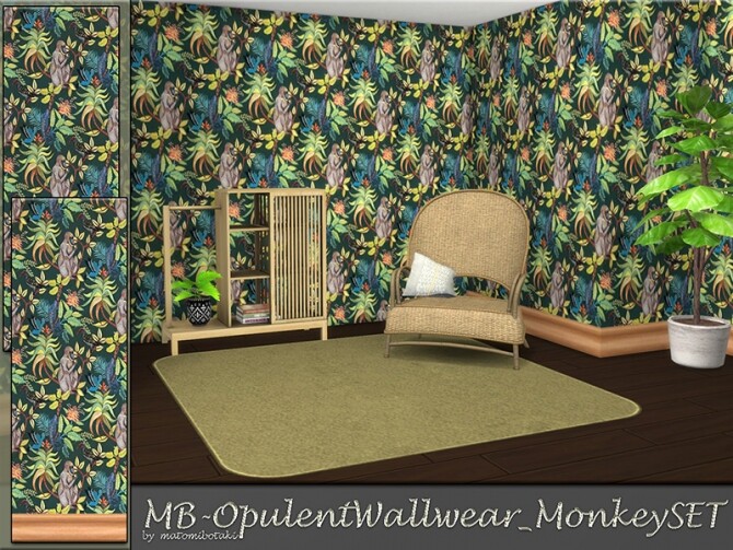Sims 4 Opulent Wallwear Monkey SET by matomibotaki at TSR