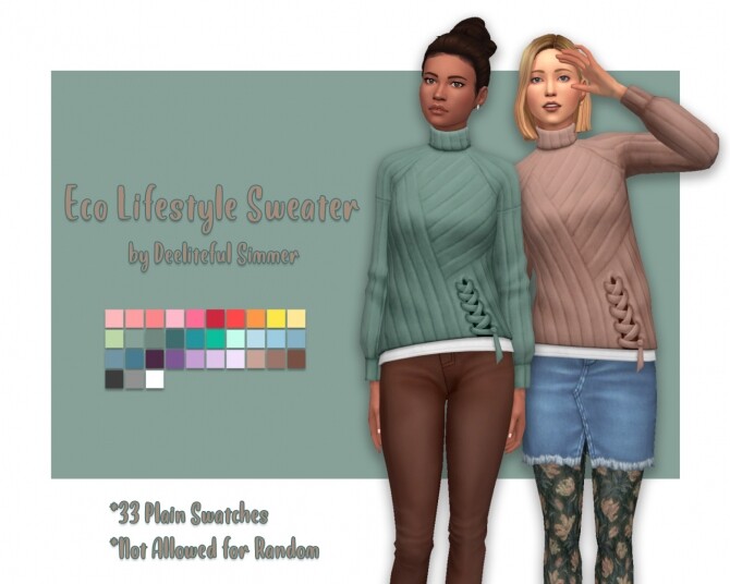 Sims 4 Eco Lifestyle sweater recolors at Deeliteful Simmer