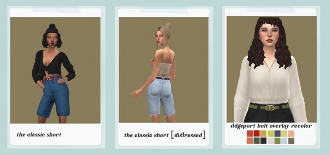 Sims 4 The Classic Jean Short + belt overlay recolor at Simminginchi
