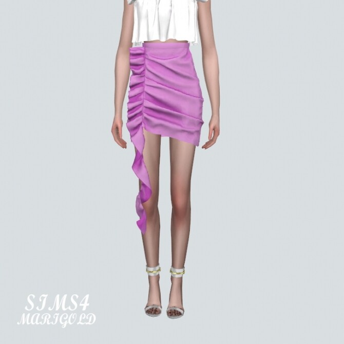 Sims 4 D Shirring Mini Skirt at Marigold