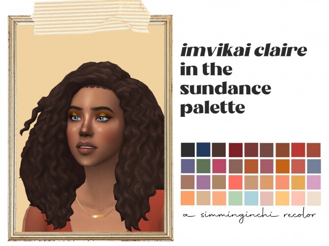 Sims 4 Imvikai‘s Claire hair in the Sundance palette at Simminginchi