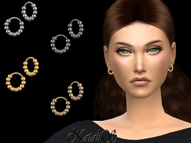 Sims 4 Tiny beaded hoop earrings by NataliS at TSR