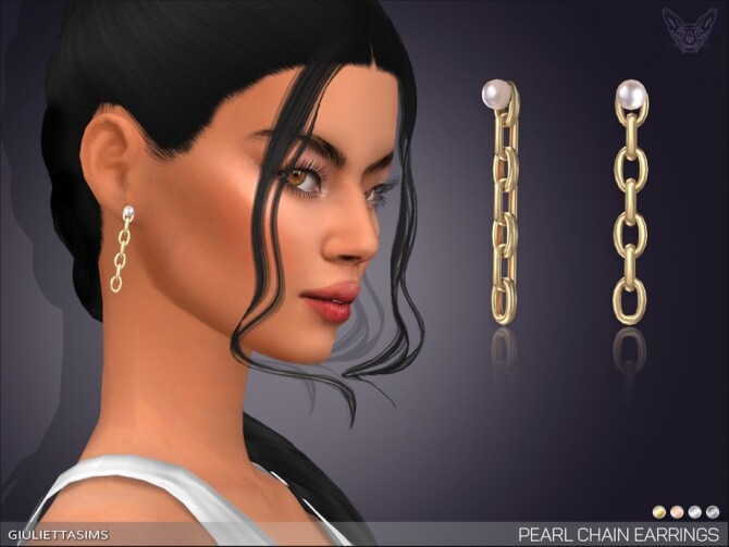 Sims 4 Pearl Chain Earrings by feyona at TSR