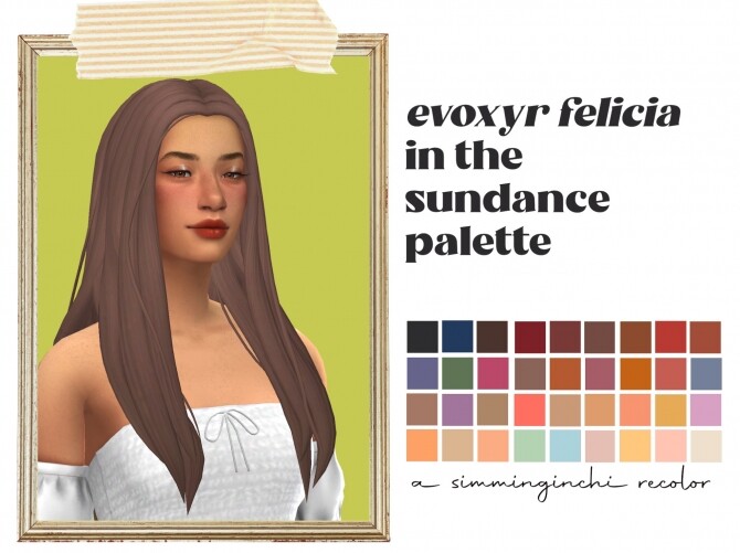 Sims 4 Evoxyr‘s Felicia hair recolored at Simminginchi