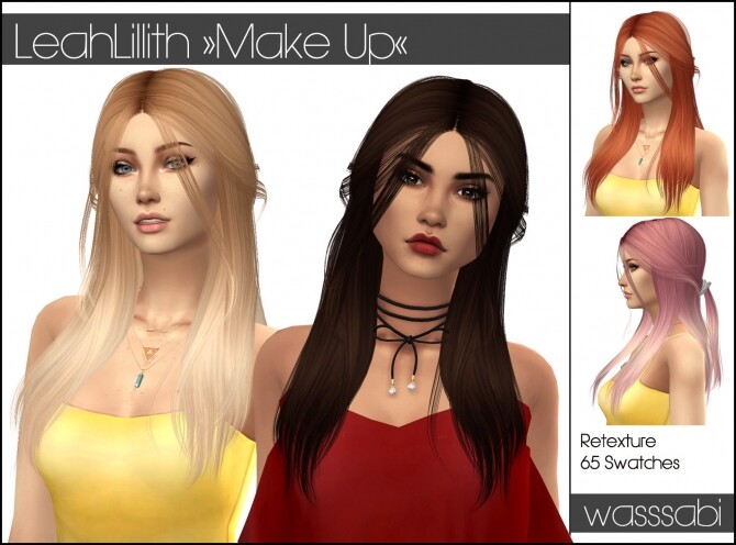Sims 4 LeahLillith Make Up Hair retextured at Wasssabi Sims