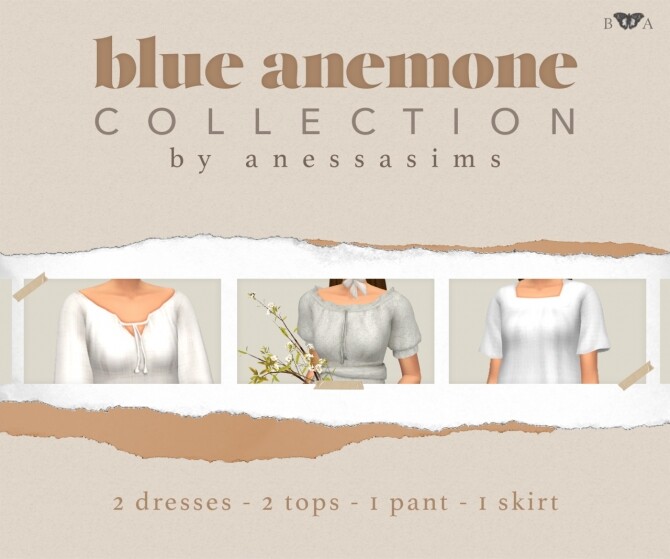 Sims 4 Blue Anemone Clothes Collection at Anessa Sims